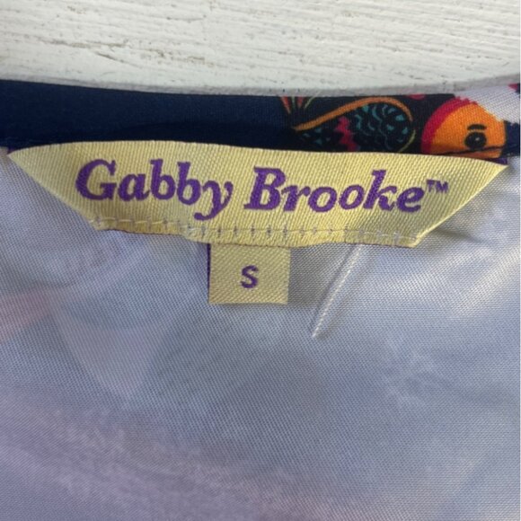 Gabby Brooke Christmas Scrub Top Womens Small Blue New Bird Print - Picture 6 of 10